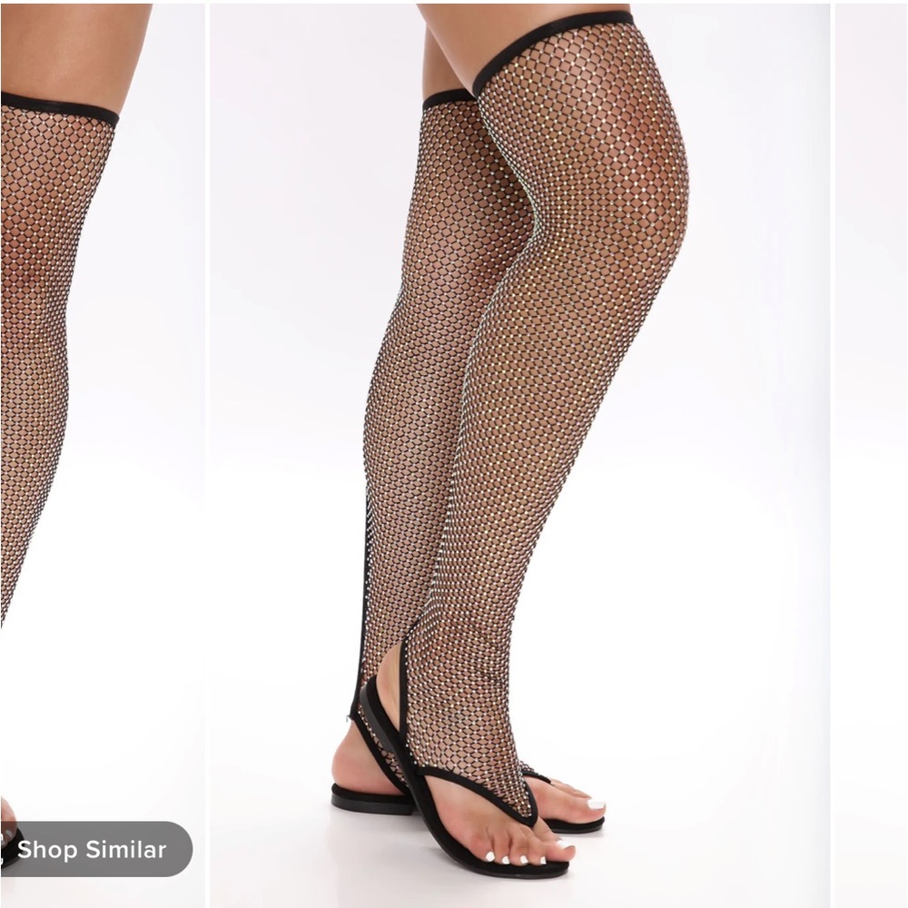 Mesh dream Rhinestones flat sandals